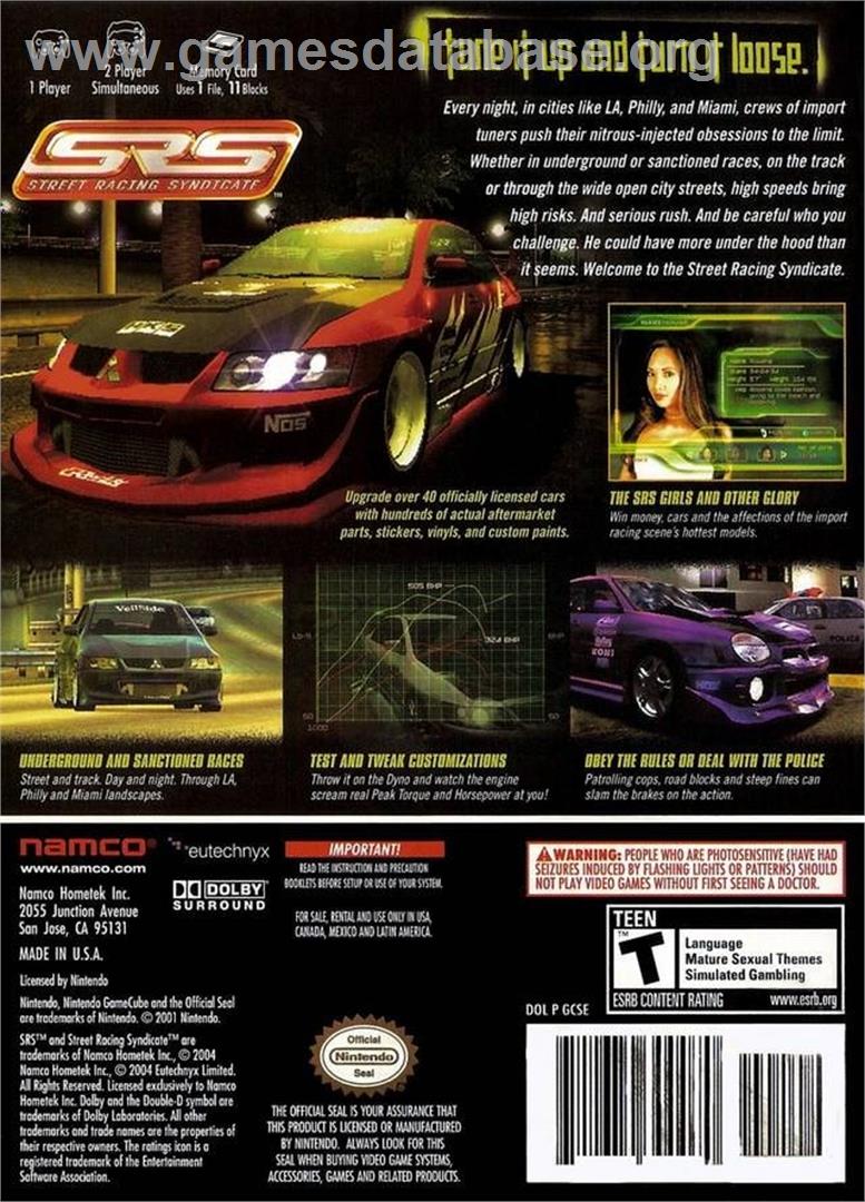 SRS: Street Racing Syndicate - Nintendo GameCube - Artwork - Box Back