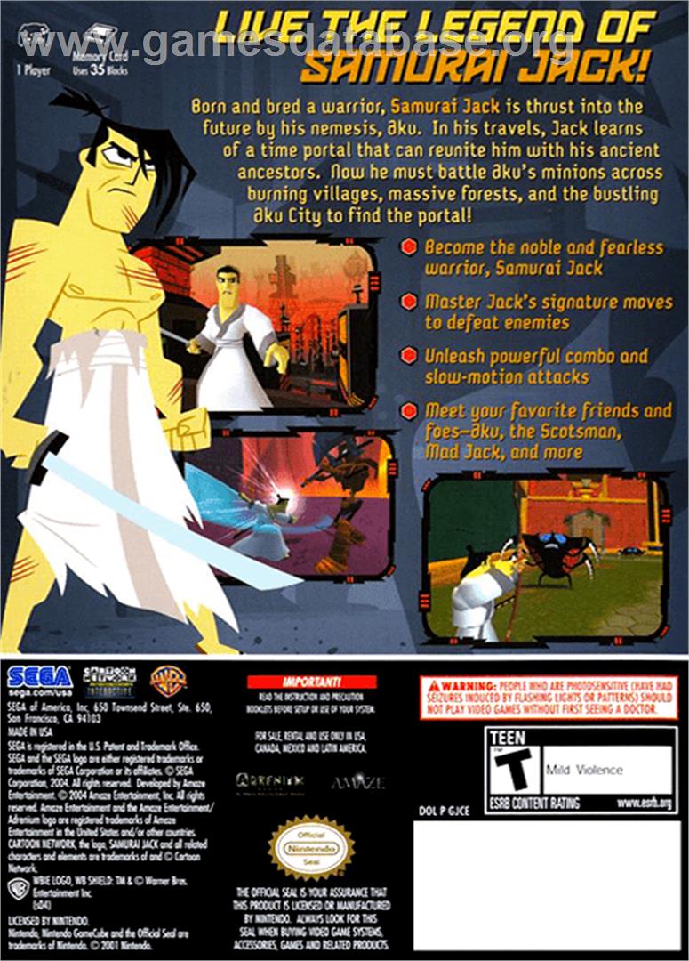 Samurai Jack: The Shadow of Aku - Nintendo GameCube - Artwork - Box Back