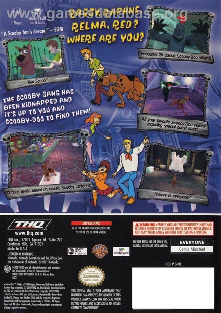Scooby-doo! - Night Of 100 Frights - Nintendo GameCube - Artwork - Box Back