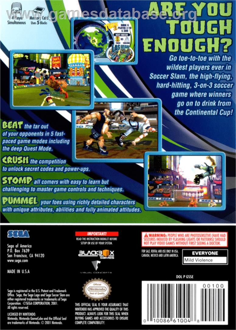 Sega Soccer Slam - Nintendo GameCube - Artwork - Box Back