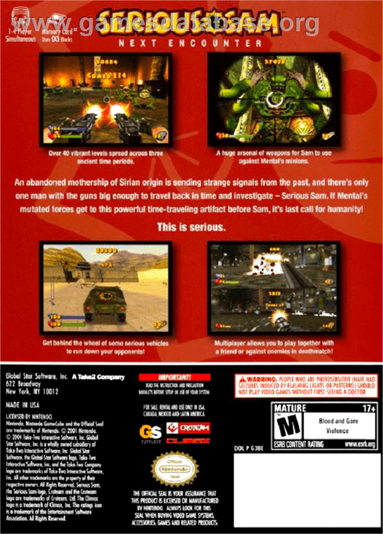 Serious Sam: Next Encounter - Nintendo GameCube - Artwork - Box Back