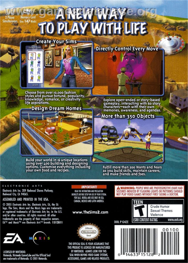 Sims 2 - Nintendo GameCube - Artwork - Box Back