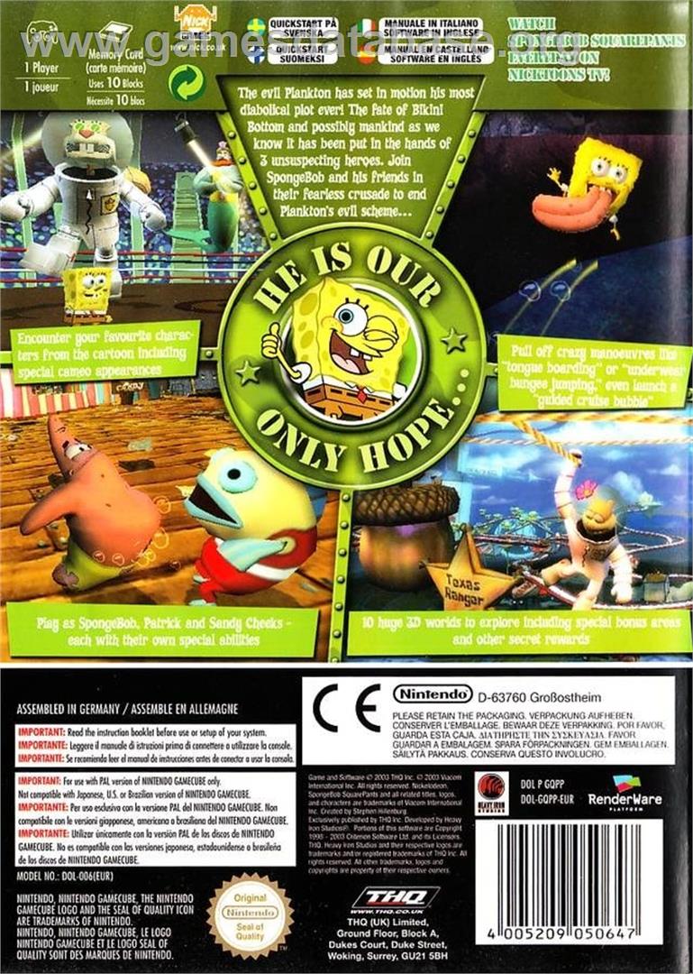 Spongebob Squarepants - Battle For Bikini Bottom - Nintendo GameCube - Artwork - Box Back