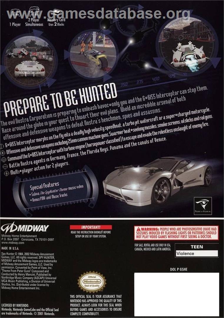 Spy Hunter - Nintendo GameCube - Artwork - Box Back