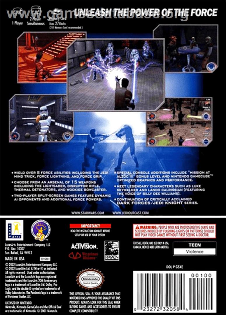Star Wars: Jedi Knight II - Jedi Outcast - Nintendo GameCube - Artwork - Box Back