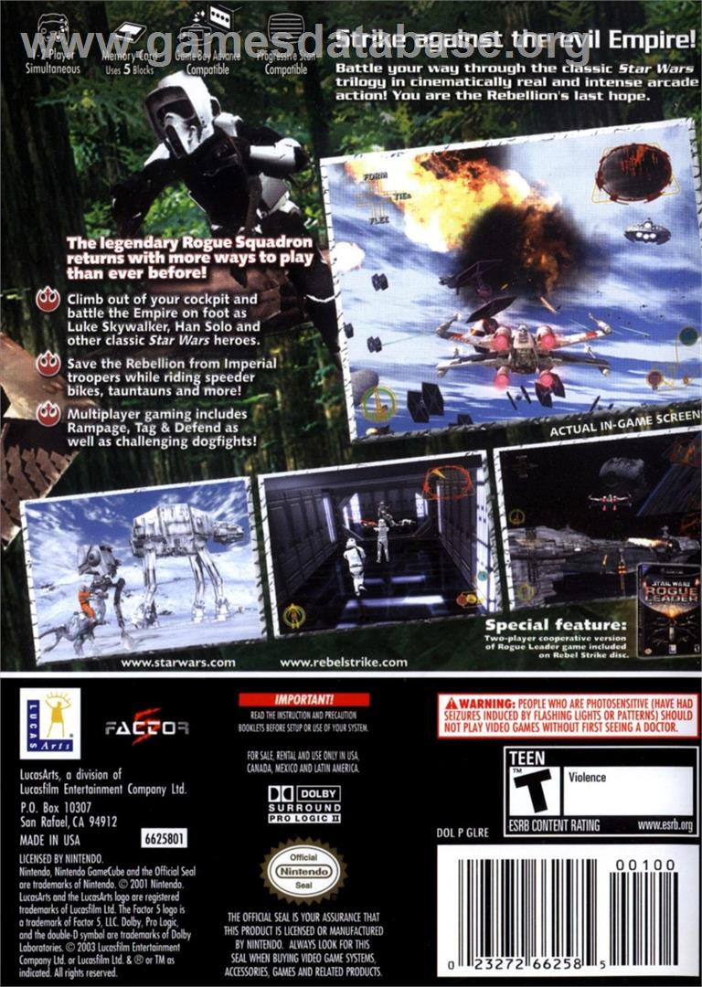 Star Wars - Rogue Squadron 3 - Rebel Strike - Nintendo GameCube - Artwork - Box Back