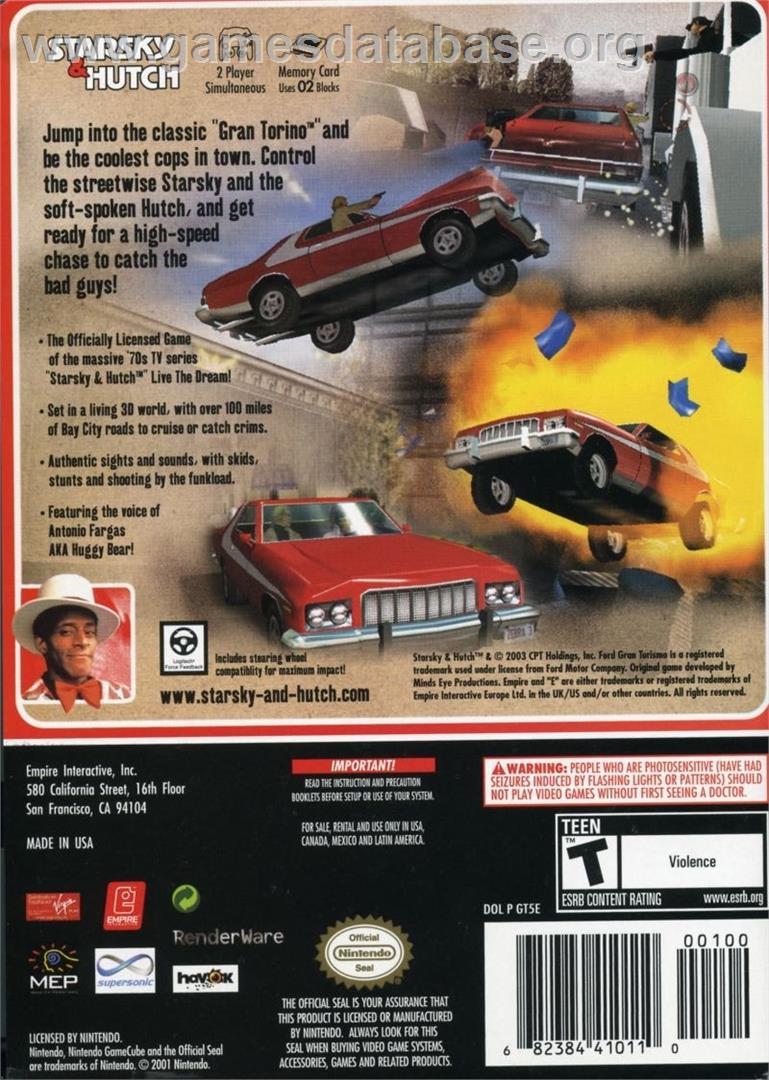 Starsky And Hutch - Nintendo GameCube - Artwork - Box Back