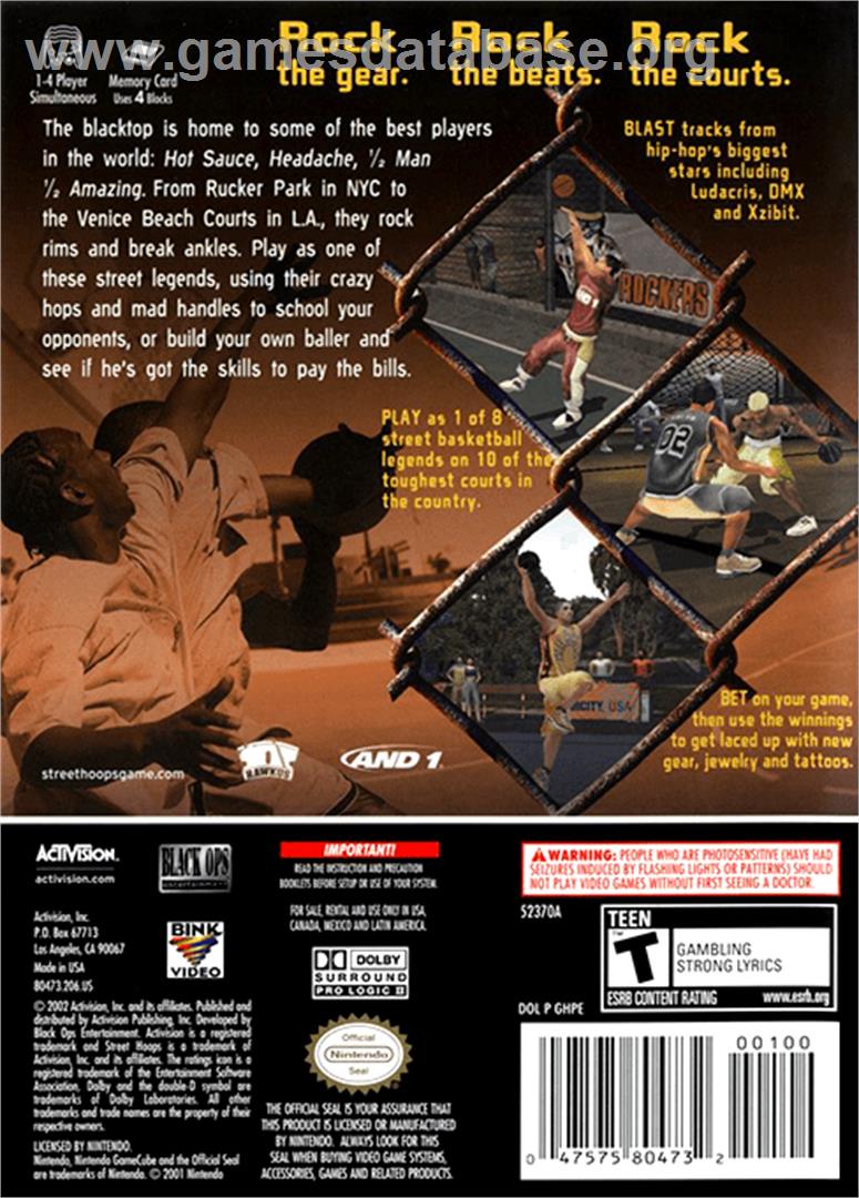 Street Hoops - Nintendo GameCube - Artwork - Box Back