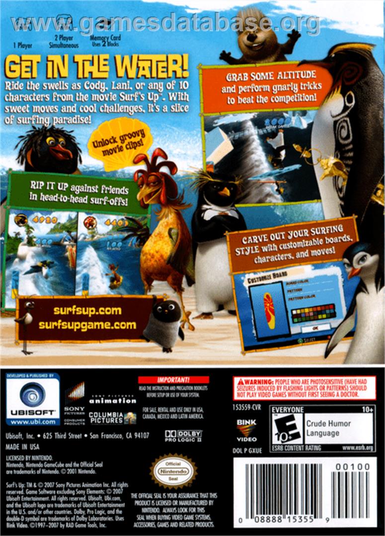 Surf's Up - Nintendo GameCube - Artwork - Box Back