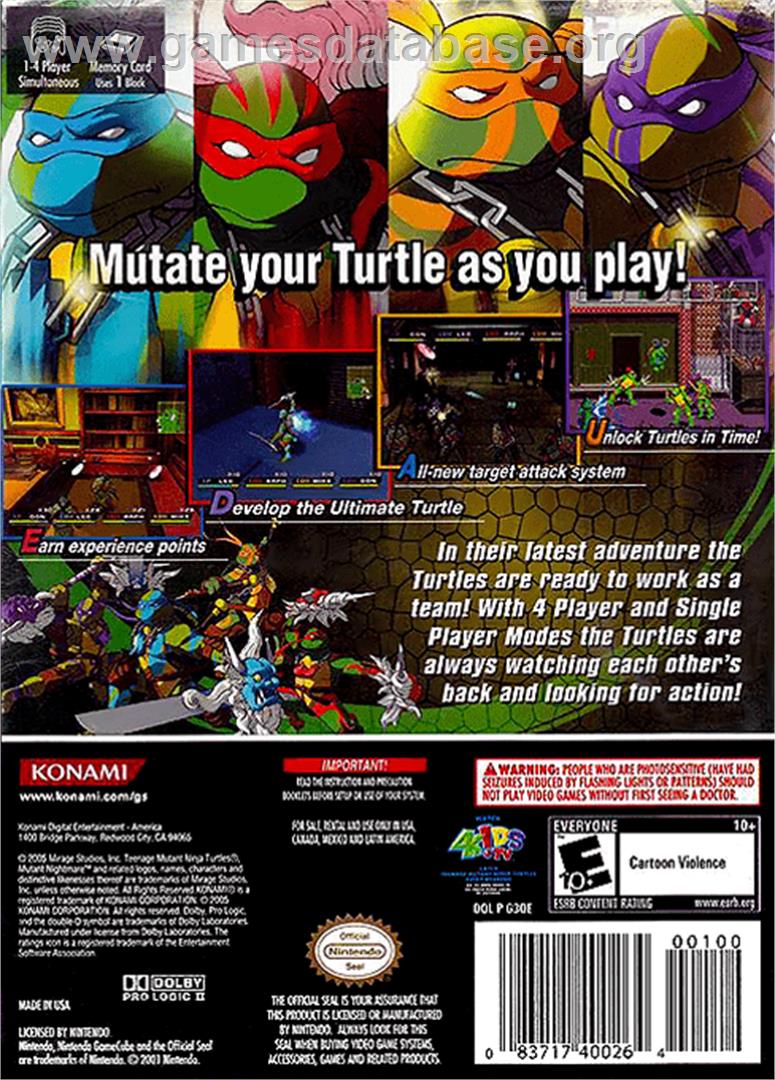 Teenage Mutant Ninja Turtles 3: Mutant Nightmare - Nintendo GameCube - Artwork - Box Back