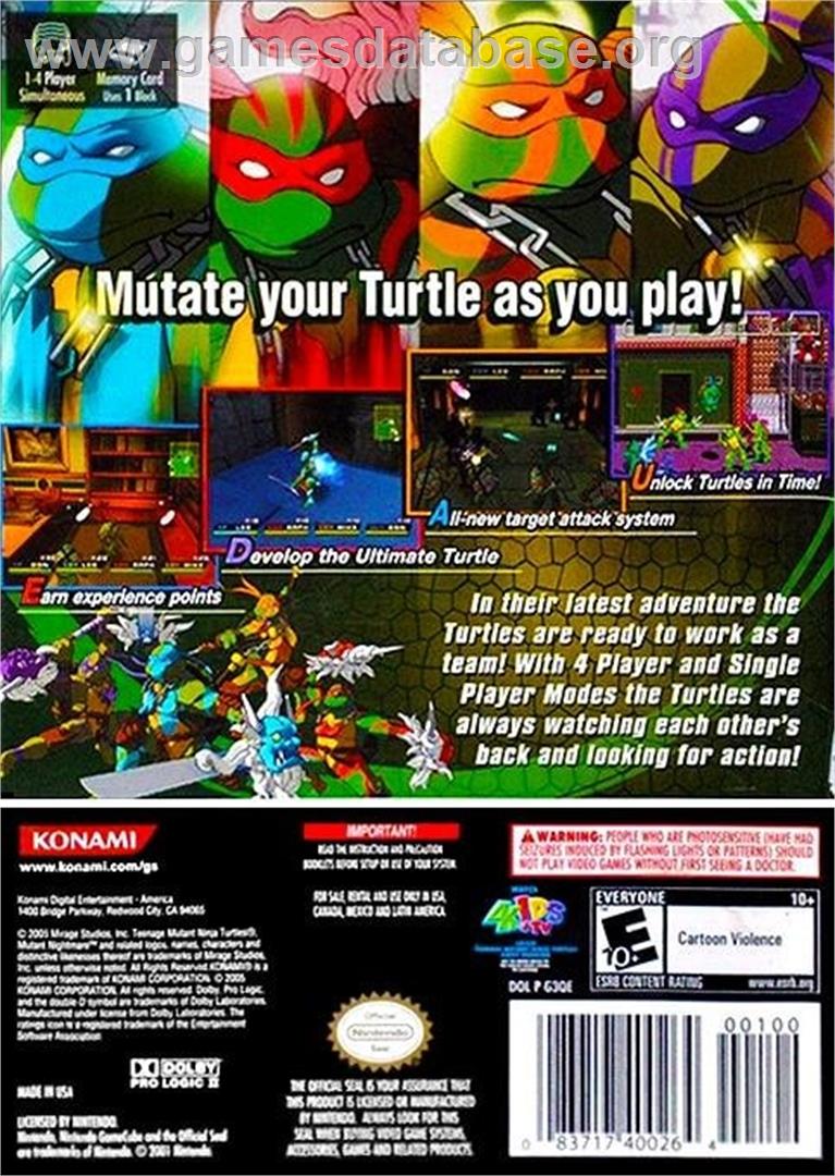 Teenage Mutant Ninja Turtles 3 - Mutant Nightmare - Nintendo GameCube - Artwork - Box Back