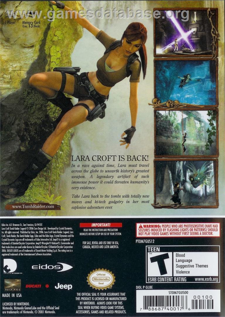 Tomb Raider Legend - Nintendo GameCube - Artwork - Box Back