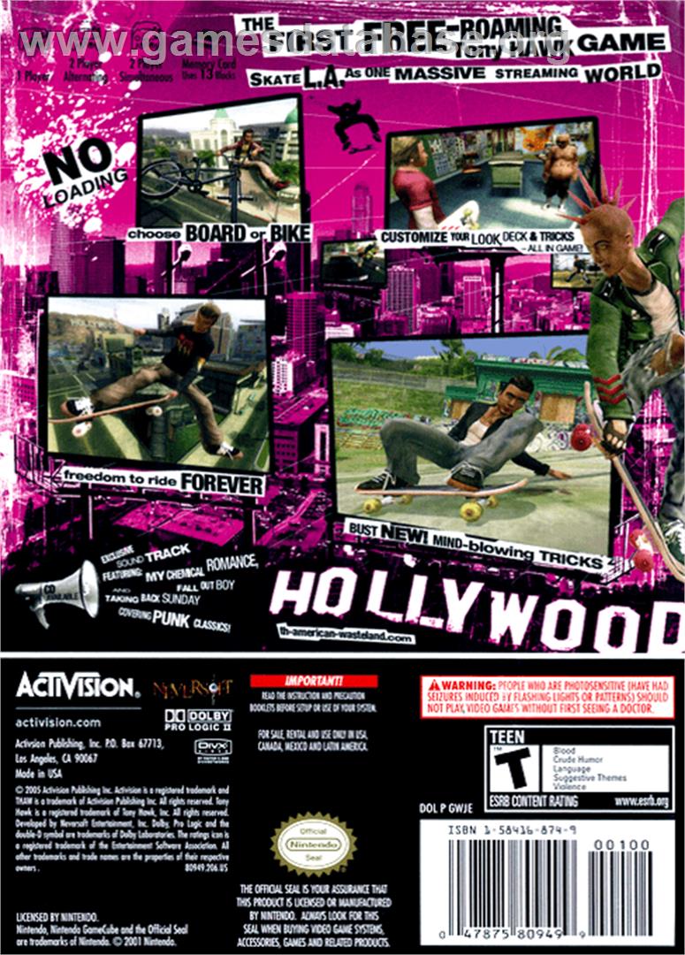 Tony Hawk's American Wasteland - Nintendo GameCube - Artwork - Box Back