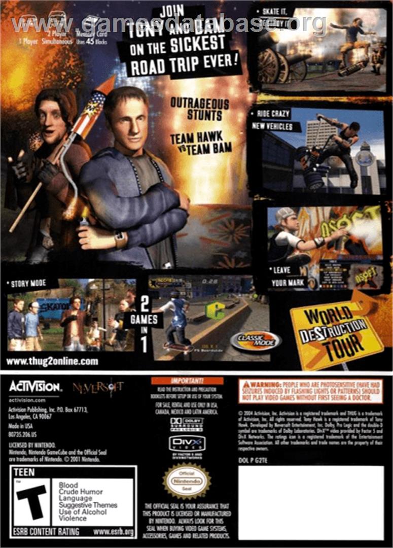 Tony Hawk's Underground 2 - Nintendo GameCube - Artwork - Box Back