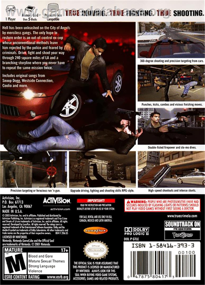 True Crime: Streets of LA - Nintendo GameCube - Artwork - Box Back