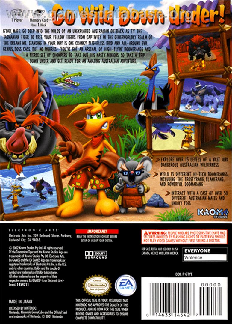 Ty the Tasmanian Tiger - Nintendo GameCube - Artwork - Box Back