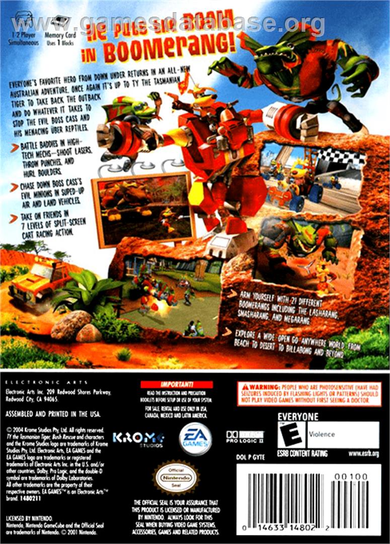 Ty the Tasmanian Tiger 2: Bush Rescue - Nintendo GameCube - Artwork - Box Back