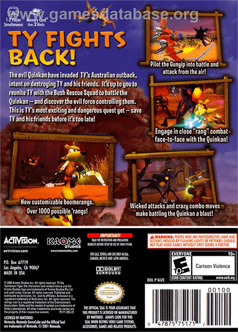 Ty the Tasmanian Tiger 3: Night of the Quinkan - Nintendo GameCube - Artwork - Box Back