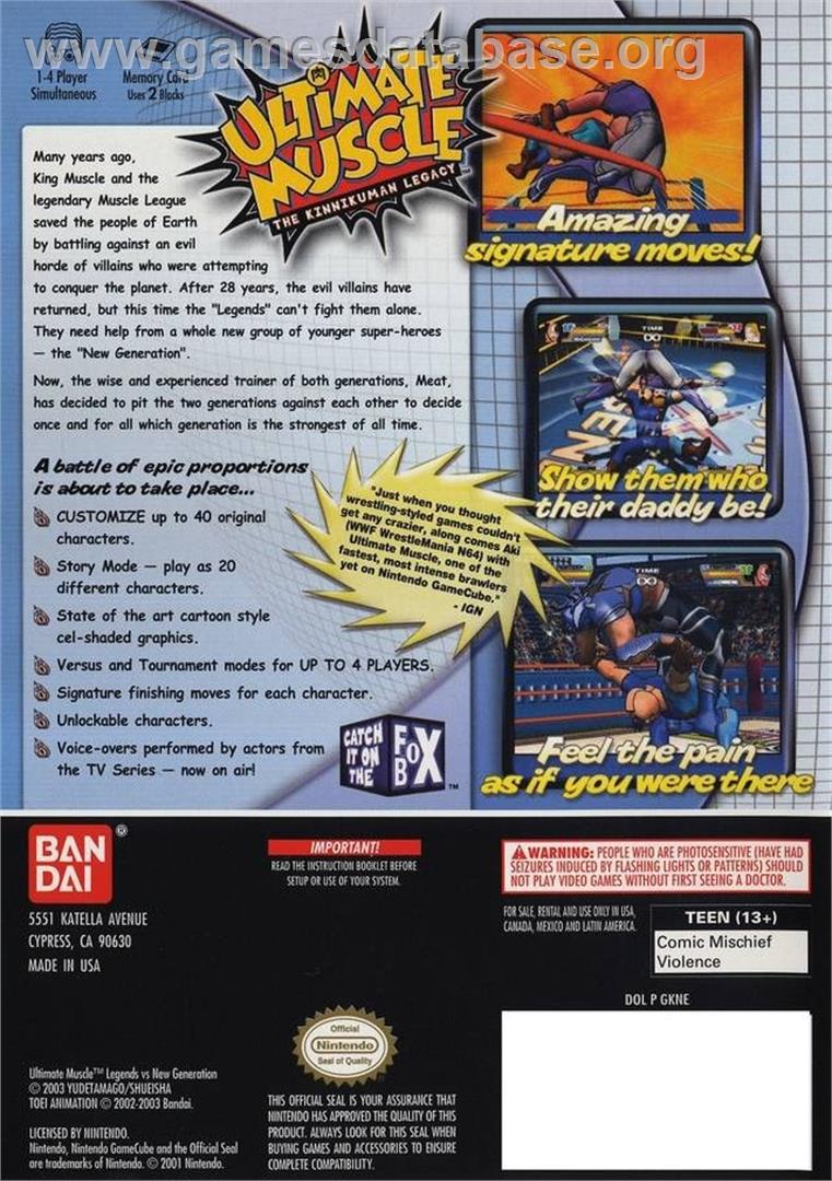 Ultimate Muscle - Legends Vs New Generation - Nintendo GameCube - Artwork - Box Back