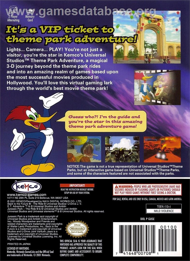 Universal Studios Theme Park Adventure - Nintendo GameCube - Artwork - Box Back