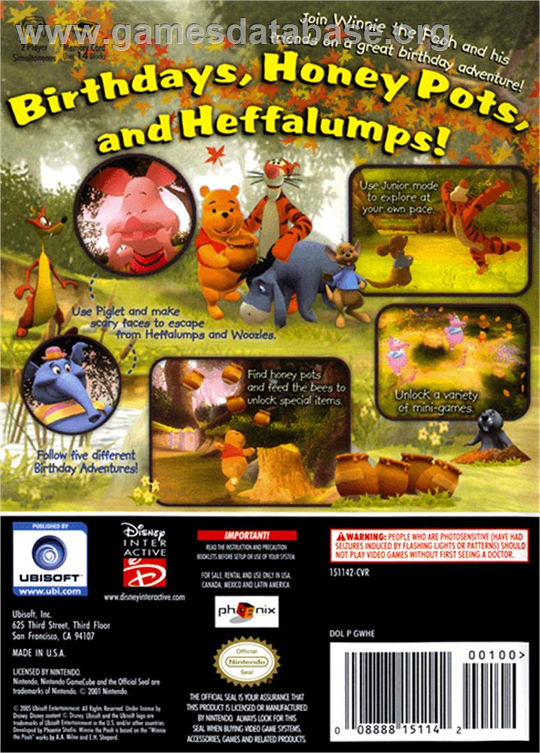 Winnie the Pooh's Rumbly Tumbly Adventure - Nintendo GameCube - Artwork - Box Back