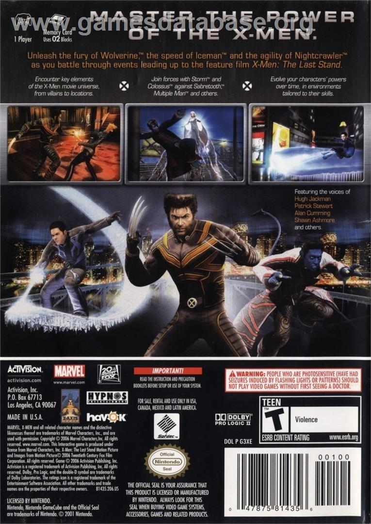 X-men - The Official Game - Nintendo GameCube - Artwork - Box Back