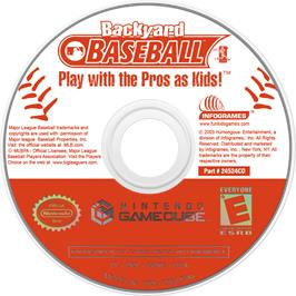 Cartridge artwork for Backyard Baseball on the Nintendo GameCube.