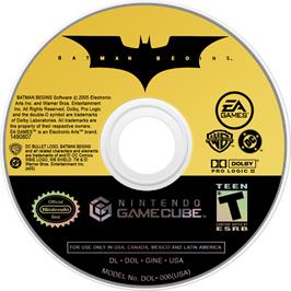 Cartridge artwork for Batman Begins on the Nintendo GameCube.