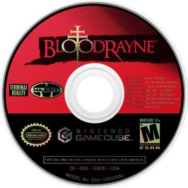 Cartridge artwork for BloodRayne on the Nintendo GameCube.