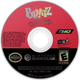 Cartridge artwork for Bratz: Rock Angelz on the Nintendo GameCube.