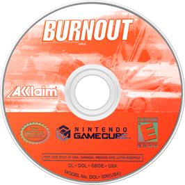Cartridge artwork for Burnout on the Nintendo GameCube.