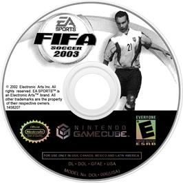 Cartridge artwork for Fifa Football 2003 on the Nintendo GameCube.