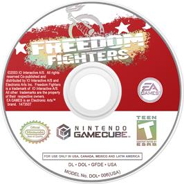 Cartridge artwork for Freedom Fighters on the Nintendo GameCube.