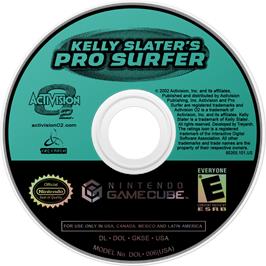 Cartridge artwork for Kelly Slater's Pro Surfer on the Nintendo GameCube.