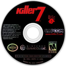 Cartridge artwork for Killer7 on the Nintendo GameCube.