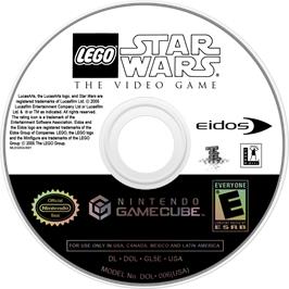 Cartridge artwork for LEGO Star Wars: The Video Game on the Nintendo GameCube.