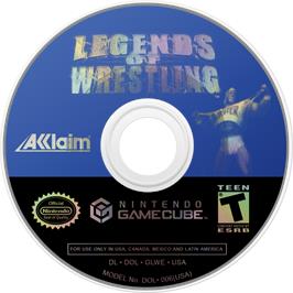 Cartridge artwork for Legends of Wrestling on the Nintendo GameCube.