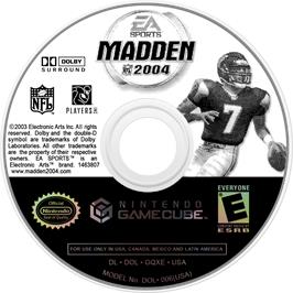 Cartridge artwork for Madden Nfl 2004 on the Nintendo GameCube.
