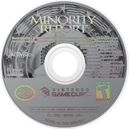 Cartridge artwork for Minority Report: Everybody Runs on the Nintendo GameCube.