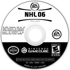 Cartridge artwork for Nhl 06 on the Nintendo GameCube.