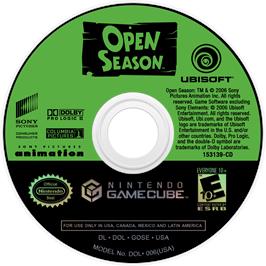 Cartridge artwork for Open Season on the Nintendo GameCube.