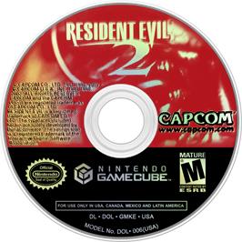 Cartridge artwork for Resident Evil 2 on the Nintendo GameCube.