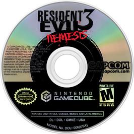 Cartridge artwork for Resident Evil 3 - Nemesis on the Nintendo GameCube.