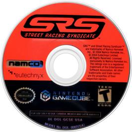 Cartridge artwork for SRS: Street Racing Syndicate on the Nintendo GameCube.