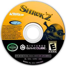 Cartridge artwork for Shrek 2 on the Nintendo GameCube.