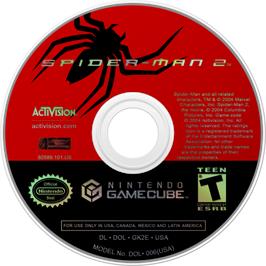 Cartridge artwork for Spider-man 2 on the Nintendo GameCube.