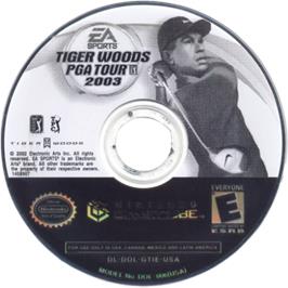 Cartridge artwork for Tiger Woods PGA Tour 2003 on the Nintendo GameCube.