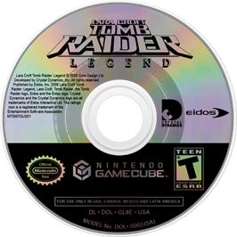 Cartridge artwork for Tomb Raider Legend on the Nintendo GameCube.