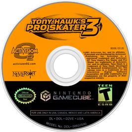 Cartridge artwork for Tony Hawk's Pro Skater 3 on the Nintendo GameCube.