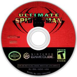 Cartridge artwork for Ultimate Spider-man on the Nintendo GameCube.